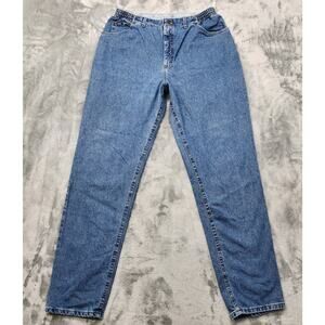 Vintage Lee Jeans Womens 20W LONG Blue High Rise Tapered Leg Elastic Waist Mom